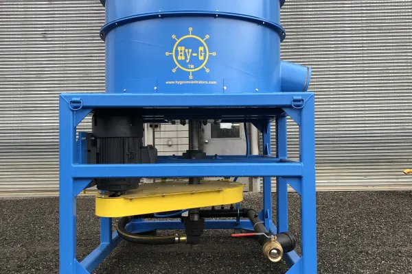 Hy-G P40 high-capacity placer gold concentrator on its frame outdoors.