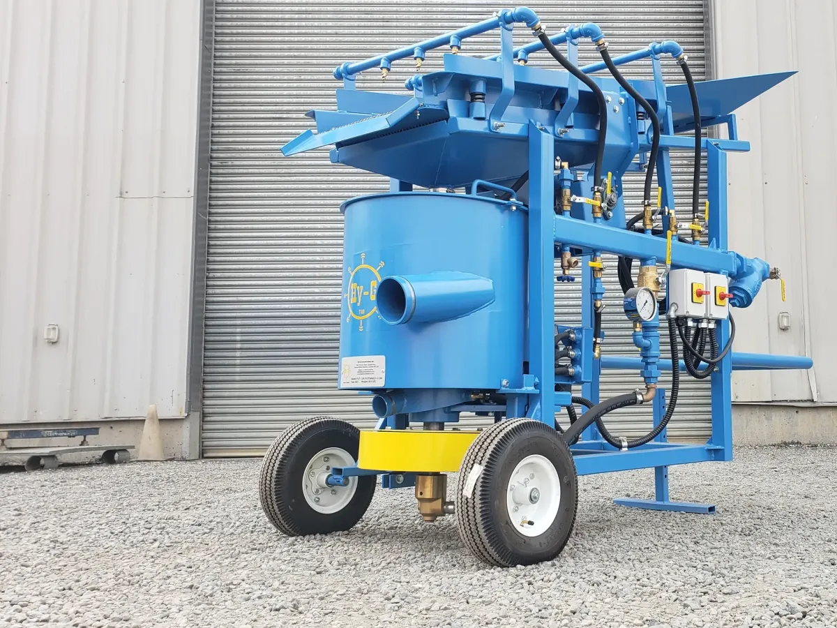 Hy-G P12T test plant on a dolly indoors, shop doors cropped out.