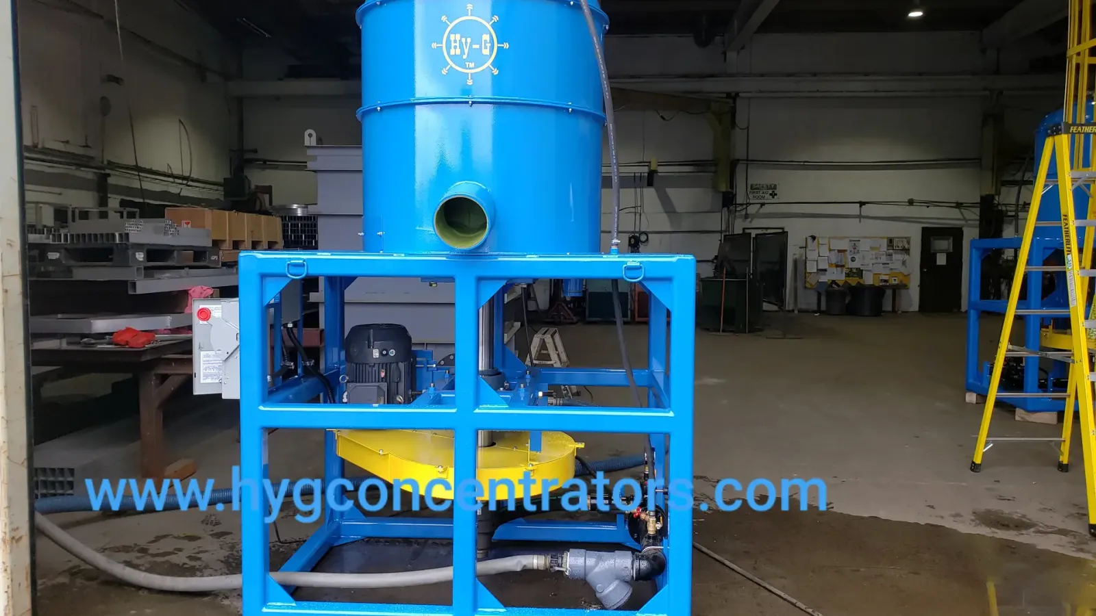 Hy-G M24 mill-series gold concentrator, full machine in workshop.
