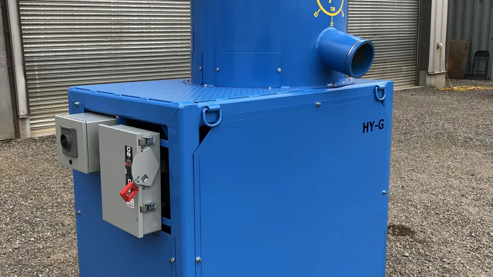 Hy-G M6 mill-series centrifugal gold concentrator, side profile.