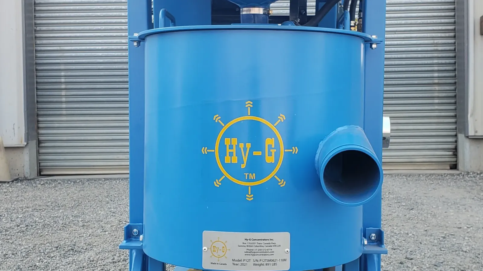 Hy-G P12T test-plant concentrator on a hand-cart trailer.