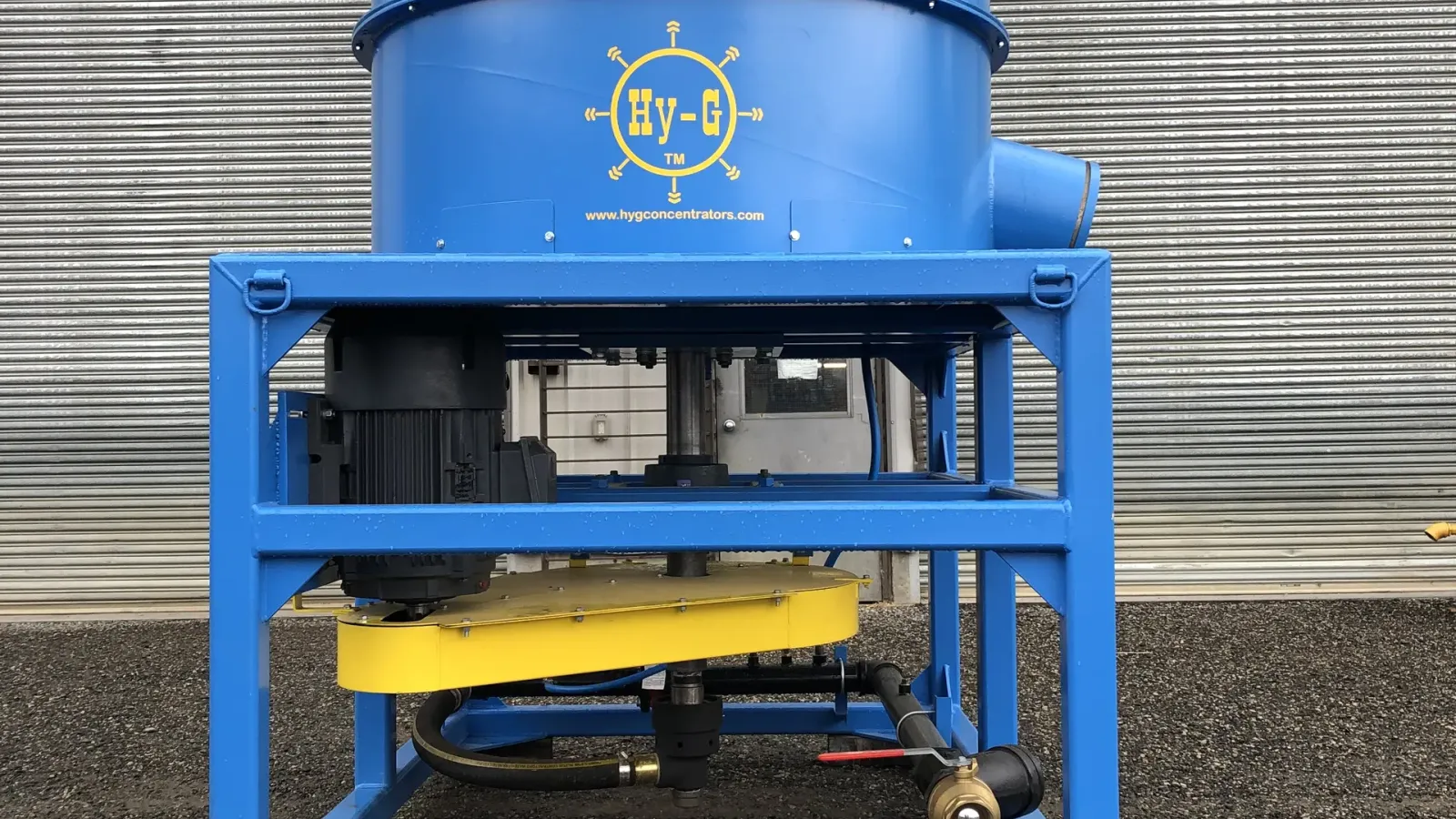 Hy-G P40 high-capacity placer gold concentrator on its frame outdoors.